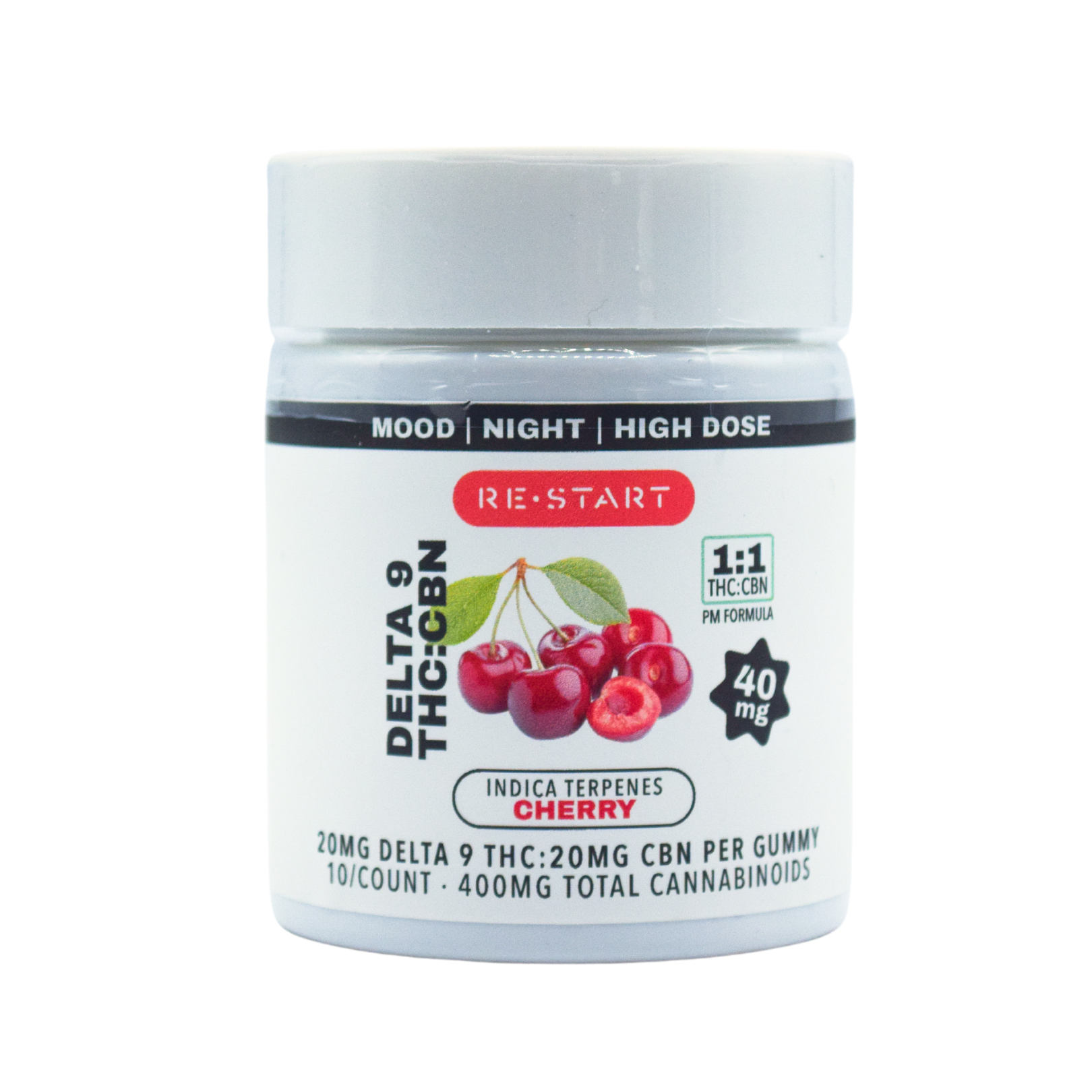 Delta 9 THC CBN Gummies 40MG - Indica Cherry / 10-Ct